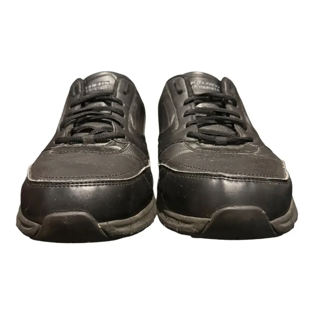 Skechers Men’s Work 77156 Memory Foam Slip Resistant Black Lace Shoes Size 14